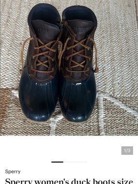 Sperry Women's Brown & Navy Duck Boots 8.5